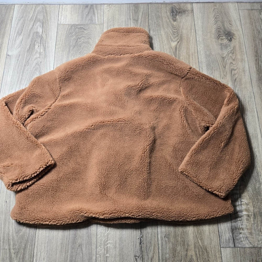 Gap Jacket Sherpa Coat Womens XXL 2X Teddy Bear Faux Fur Brown Rust Cozy Fall‎ - Picture 6 of 9
